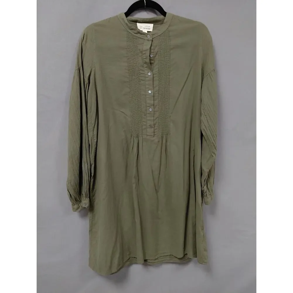 Nili Lotan Duane Made in USA Green Mini Pleated Shirt Dress Women Size S